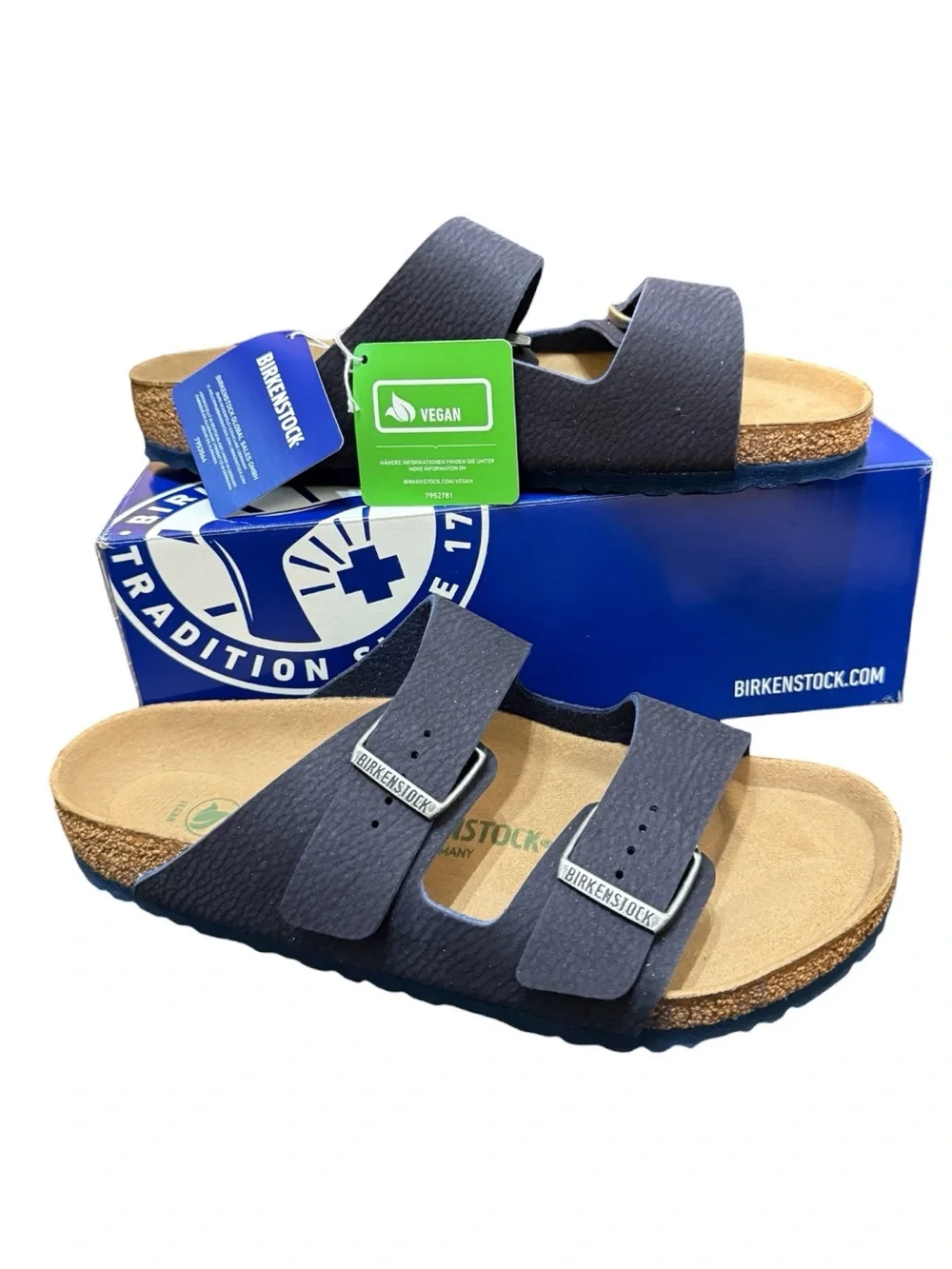 Birkenstock Arizona Desert Dust Indigo Blue Vegan Sandals Men’s 10 NIB